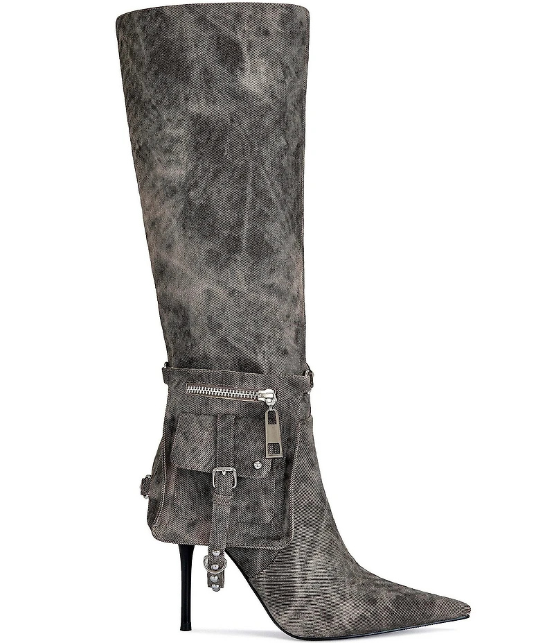 Azalea Wang Rondel Distressed Side Pocket Stiletto Boots