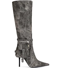 Azalea Wang Rondel Distressed Side Pocket Stiletto Boots