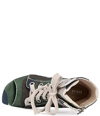 Azalea Wang Rooftop Camouflage Print Lace Up Peep Toe Booties