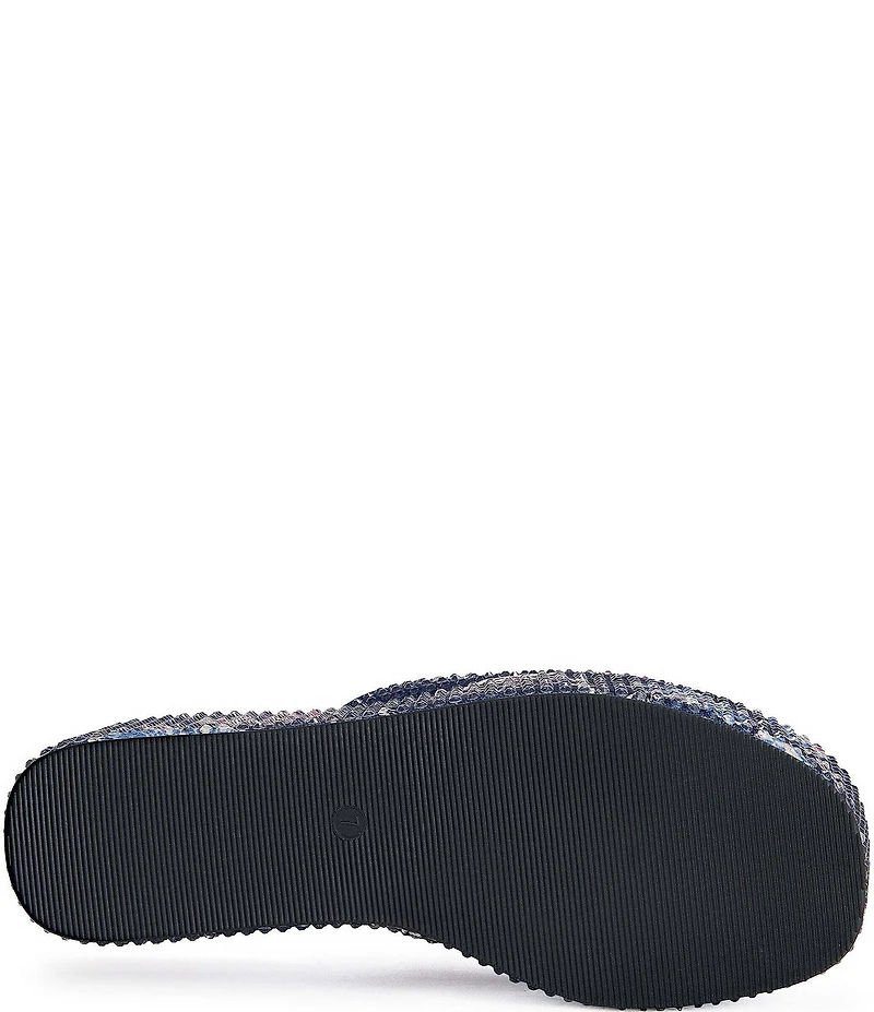 Azalea Wang Rosalind Floral Print Rhinestone Studded Platform Wedge Slide Sandals