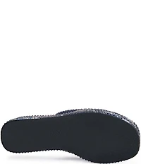 Azalea Wang Rosalind Floral Print Rhinestone Studded Platform Wedge Slide Sandals