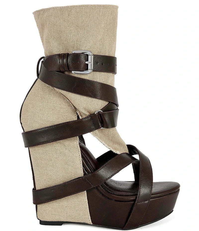 Azalea Wang Rothko Canvas Wraparound Straps Sandal Booties