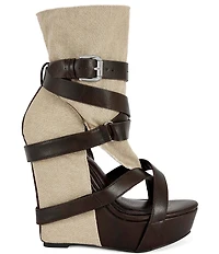 Azalea Wang Rothko Canvas Wraparound Straps Sandal Booties