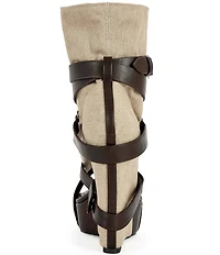 Azalea Wang Rothko Canvas Wraparound Straps Sandal Booties