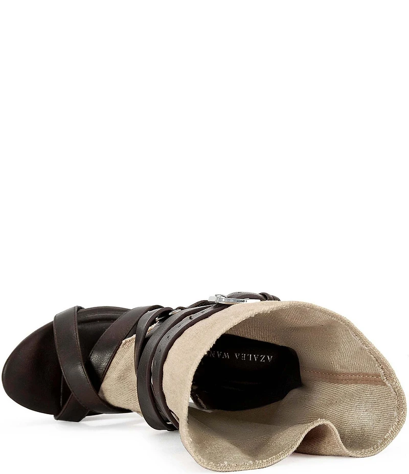 Azalea Wang Rothko Canvas Wraparound Straps Sandal Booties
