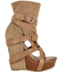 Azalea Wang Rothko Snake Print Straps Sandal Booties