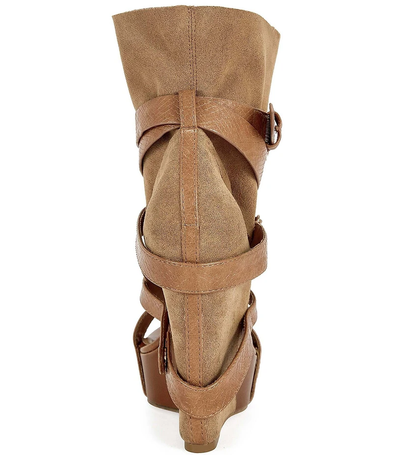 Azalea Wang Rothko Snake Print Straps Sandal Booties