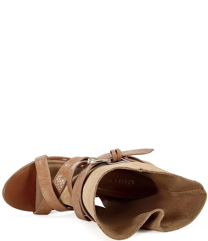 Azalea Wang Rothko Snake Print Straps Sandal Booties