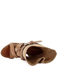 Azalea Wang Rothko Snake Print Straps Sandal Booties