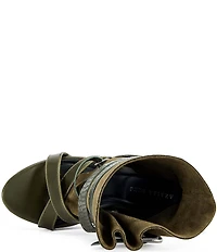 Azalea Wang Rothko Snake Print Straps Sandal Booties