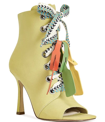 Azalea Wang Rovea Lace Up Peep Toe Booties