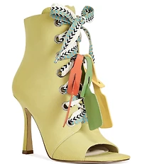 Azalea Wang Rovea Lace Up Peep Toe Booties