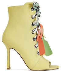 Azalea Wang Rovea Lace Up Peep Toe Booties