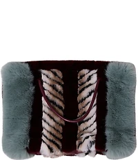 Azalea Wang Roxana Chevron Stripe Faux Fur Tote Bag