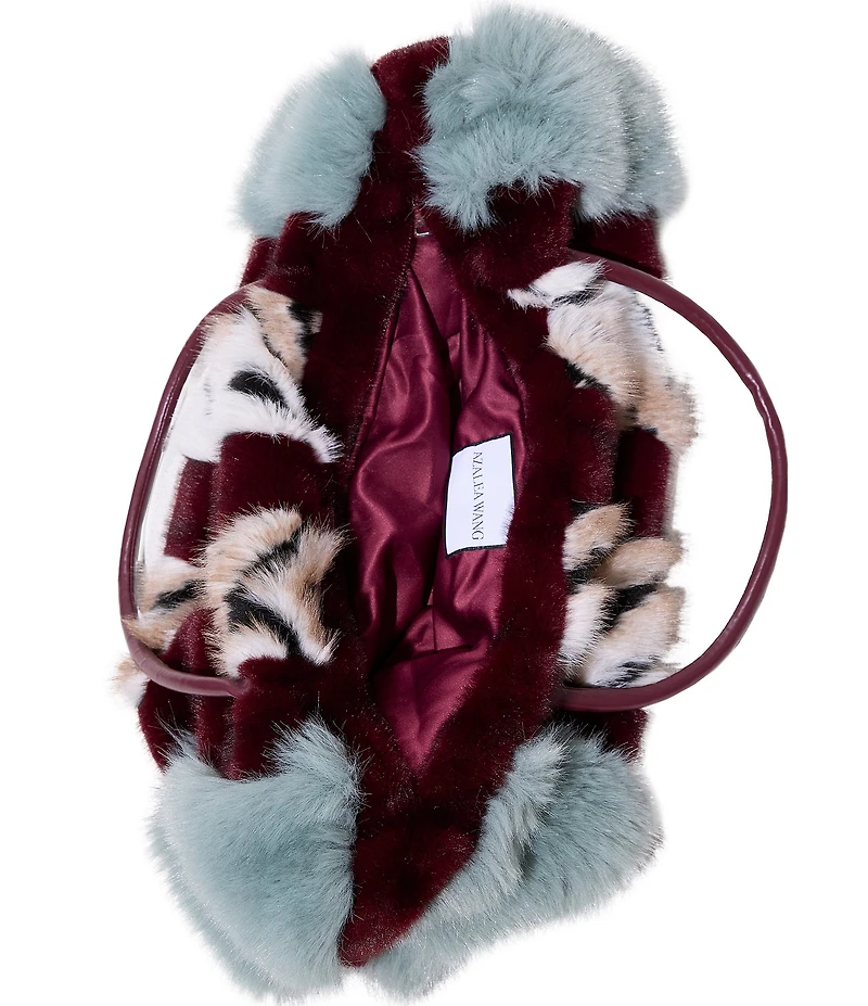 Azalea Wang Roxana Chevron Stripe Faux Fur Tote Bag