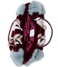 Azalea Wang Roxana Chevron Stripe Faux Fur Tote Bag