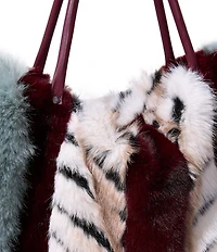 Azalea Wang Roxana Chevron Stripe Faux Fur Tote Bag