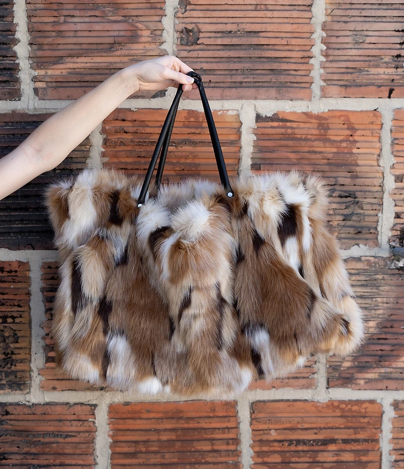 Azalea Wang Roxana Printed Faux Fur Tote Bag