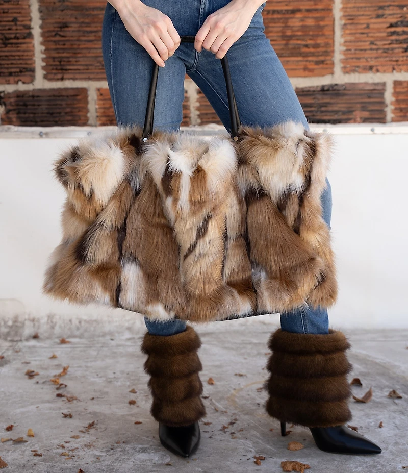 Azalea Wang Roxana Printed Faux Fur Tote Bag