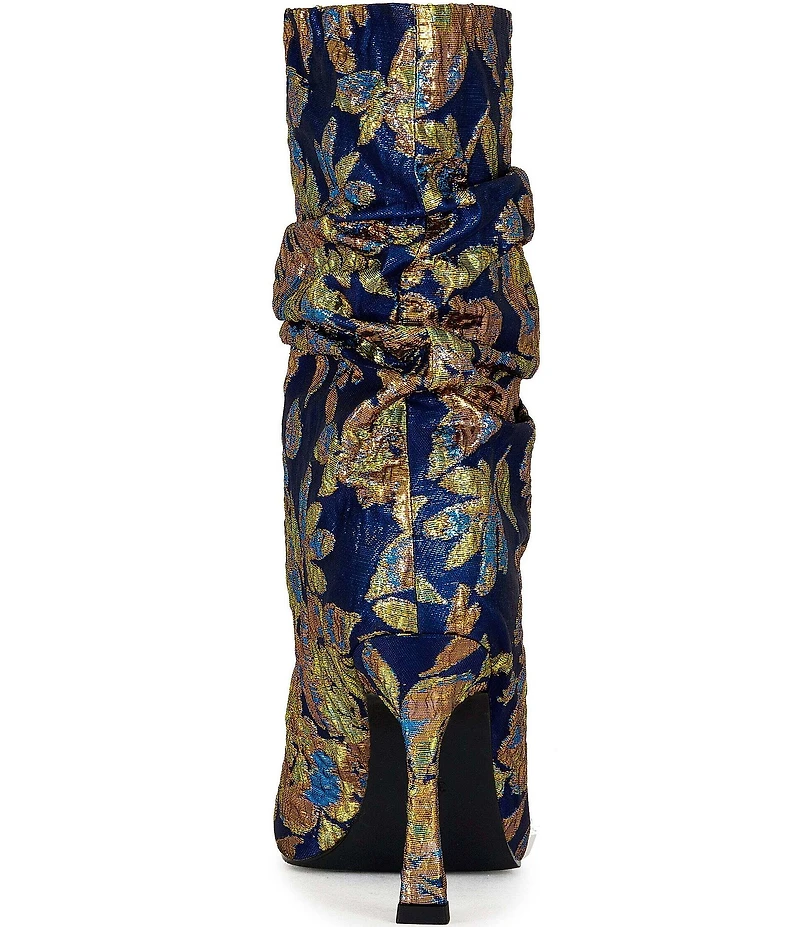 Azalea Wang Rozsi Floral Peep Toe Mid Calf Boots