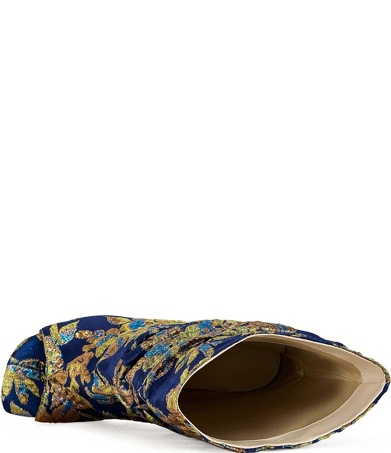 Azalea Wang Rozsi Floral Peep Toe Mid Calf Boots