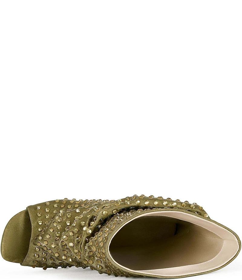 Azalea Wang Rozsi Rhinestone Peep Toe Boots