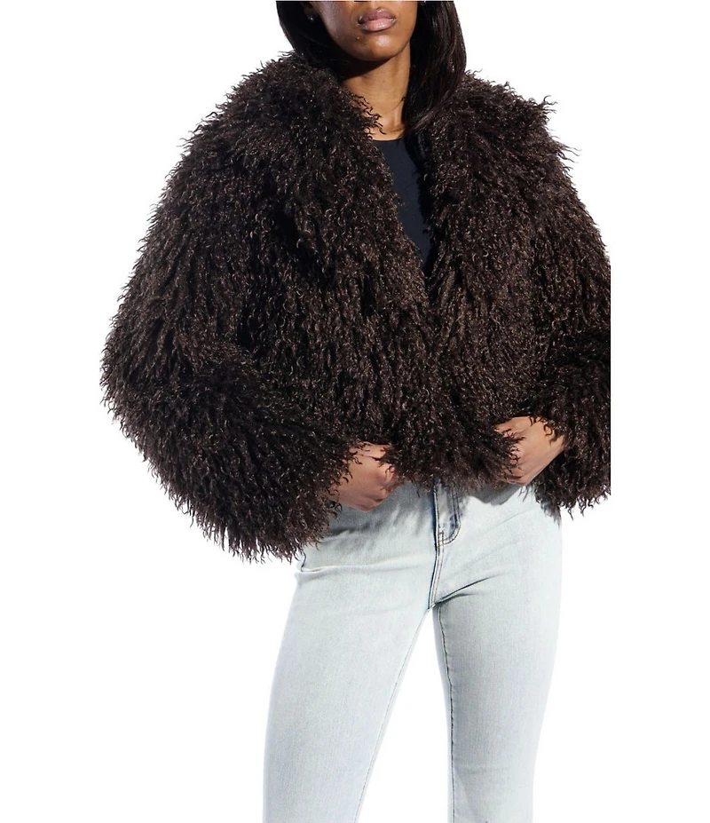 Azalea Wang Ruperta Faux Sherpa Shawl Collared Oversize Single Breasted Jacket