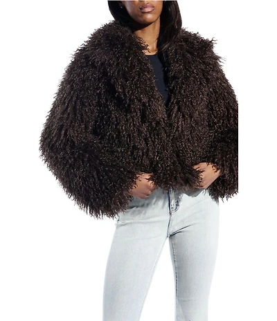 Azalea Wang Ruperta Faux Sherpa Shawl Collared Oversize Single Breasted Jacket