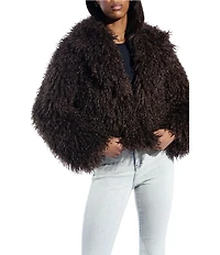 Azalea Wang Ruperta Faux Sherpa Shawl Collared Oversize Single Breasted Jacket