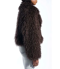 Azalea Wang Ruperta Faux Sherpa Shawl Collared Oversize Single Breasted Jacket