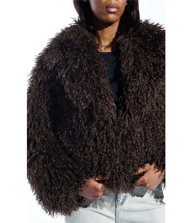 Azalea Wang Ruperta Faux Sherpa Shawl Collared Oversize Single Breasted Jacket