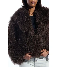 Azalea Wang Ruperta Faux Sherpa Shawl Collared Oversize Single Breasted Jacket