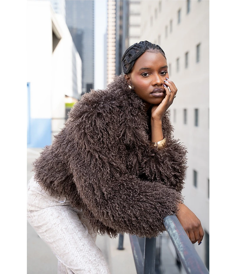 Azalea Wang Ruperta Faux Sherpa Shawl Collared Oversize Single Breasted Jacket