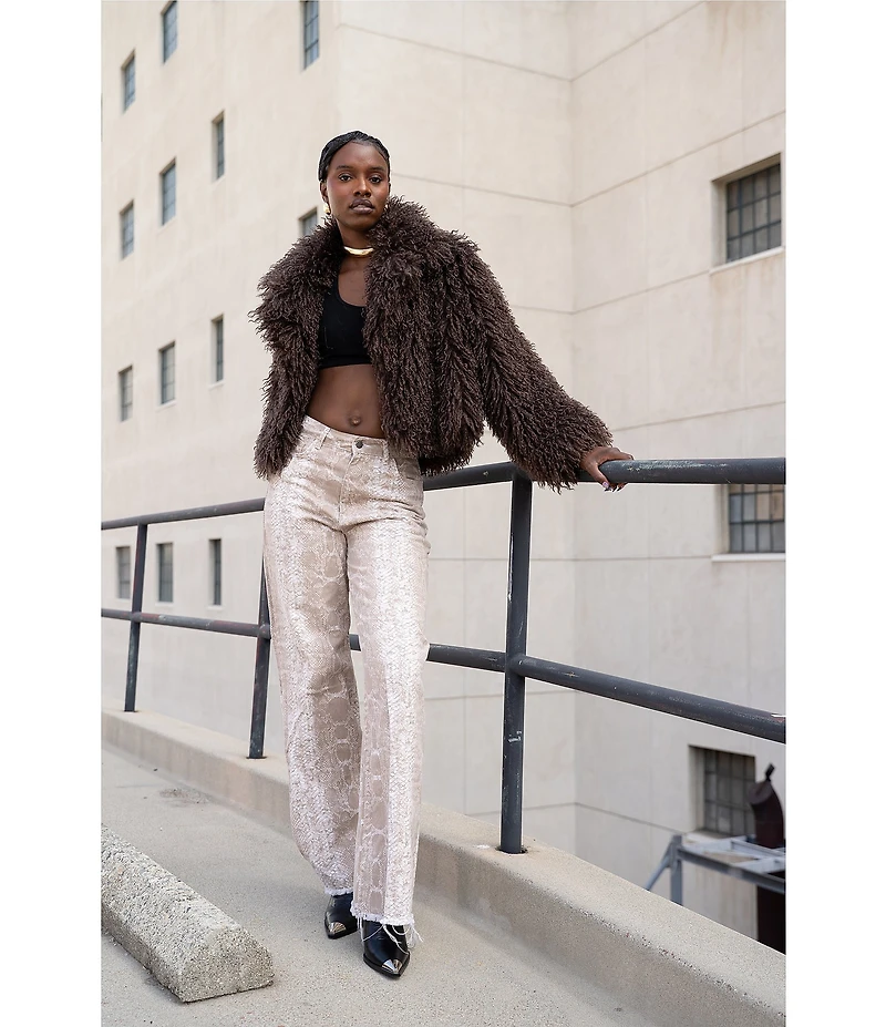 Azalea Wang Ruperta Faux Sherpa Shawl Collared Oversize Single Breasted Jacket