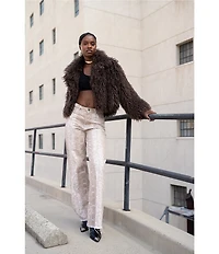 Azalea Wang Ruperta Faux Sherpa Shawl Collared Oversize Single Breasted Jacket