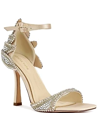 Azalea Wang Rusyn Rhinestone Ankle Strap Square Toe Dress Sandals