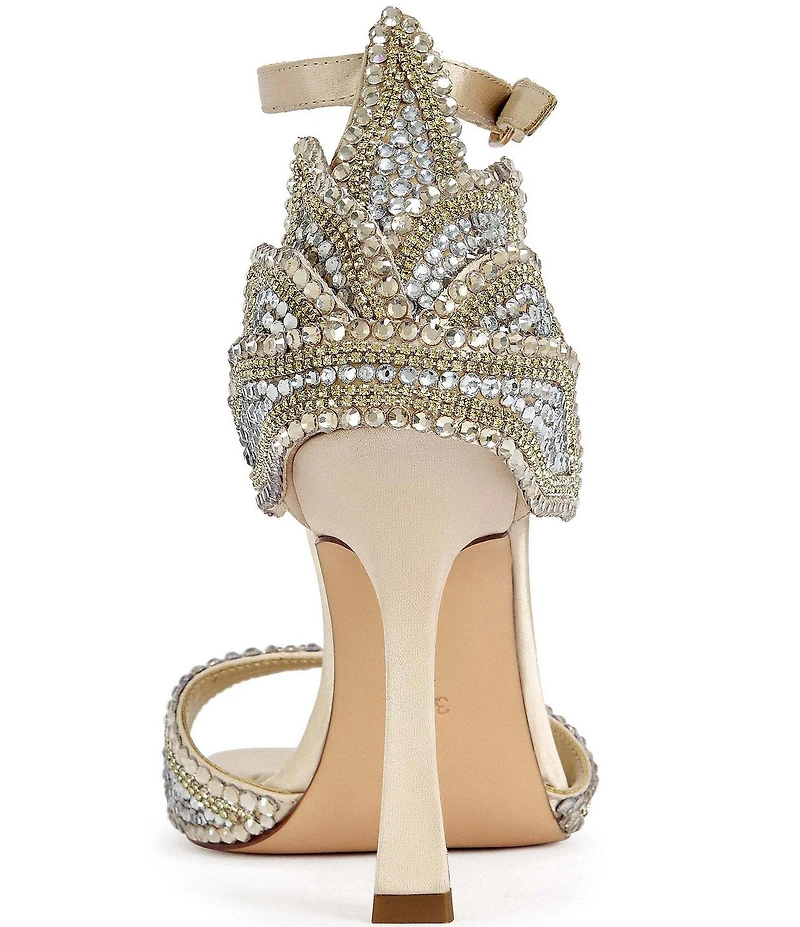 Azalea Wang Rusyn Rhinestone Ankle Strap Square Toe Dress Sandals