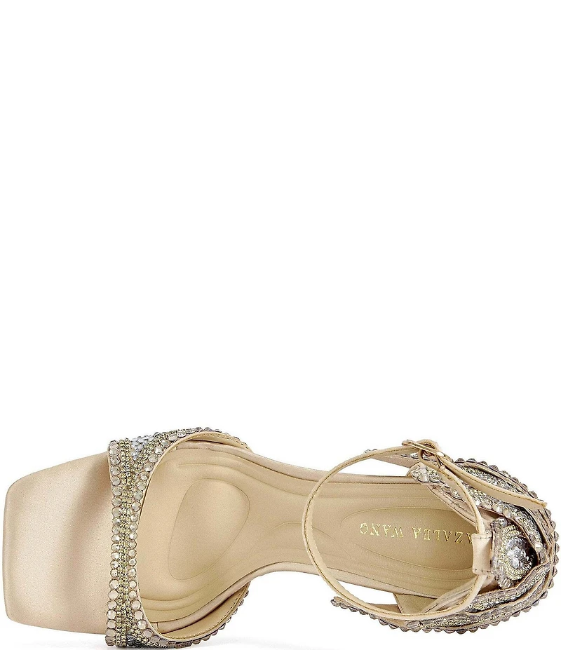 Azalea Wang Rusyn Rhinestone Ankle Strap Square Toe Dress Sandals