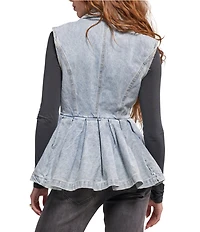 Azalea Wang Ryn-Denim Relaxed fit Open Front Vest