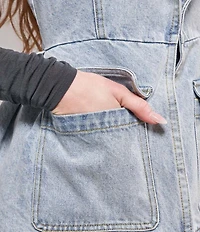 Azalea Wang Ryn-Denim Relaxed fit Open Front Vest