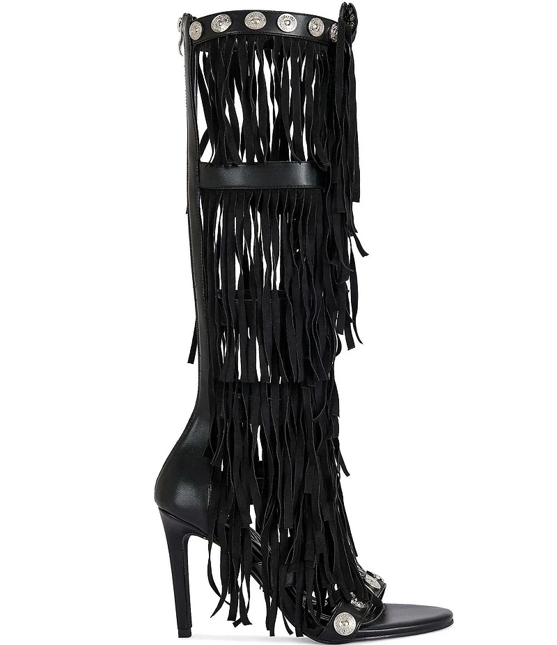 Azalea Wang Sameya Fringed Tall Gladiator Sandals
