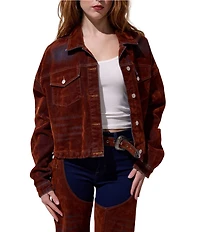 Azalea Wang Sampson Point Collar Belted Denim Jacket