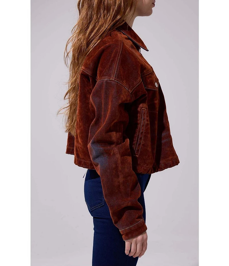 Azalea Wang Sampson Point Collar Belted Denim Jacket