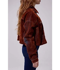 Azalea Wang Sampson Point Collar Belted Denim Jacket