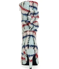 Azalea Wang Sanjiv Plaid Scrunch Shaft Pointed Toe Mid Calf Boots