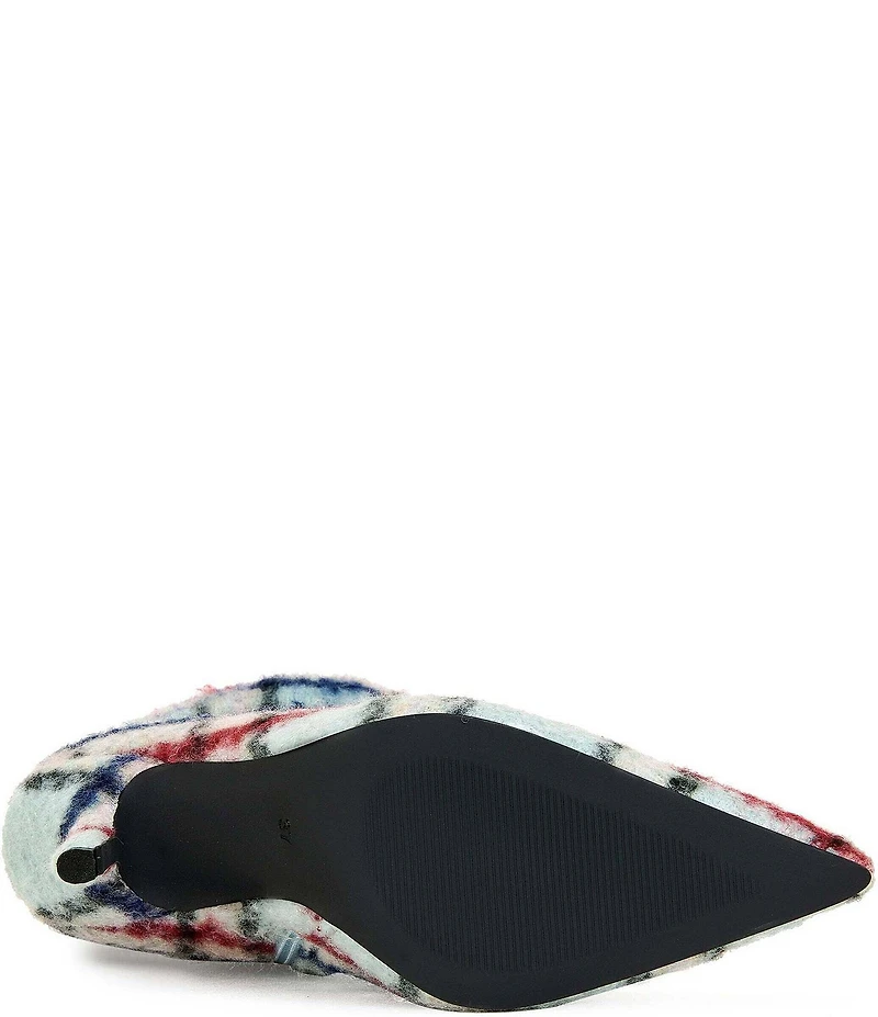 Azalea Wang Sanjiv Plaid Scrunch Shaft Pointed Toe Mid Calf Boots