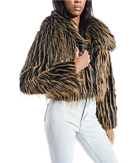 Azalea Wang Saoirse Faux Fur Oversize Collared Cropped Bolero Jacket