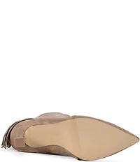 Azalea Wang Sariah Fringed Pointed Toe Kitten Heel Boots