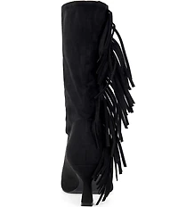 Azalea Wang Sariah Fringed Pointed Toe Kitten Heel Boots