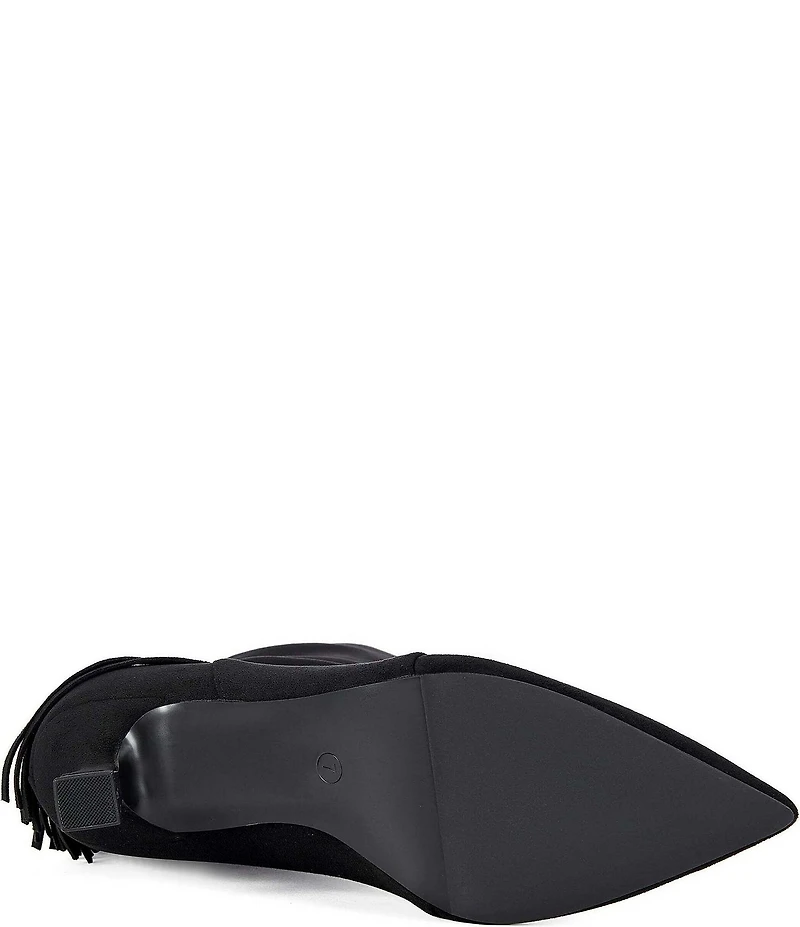 Azalea Wang Sariah Fringed Pointed Toe Kitten Heel Boots